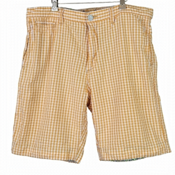 ROBERT Graham Bermuda Casual Walking Shorts Gingham Orange Cotton 34 - Picture 1 of 12